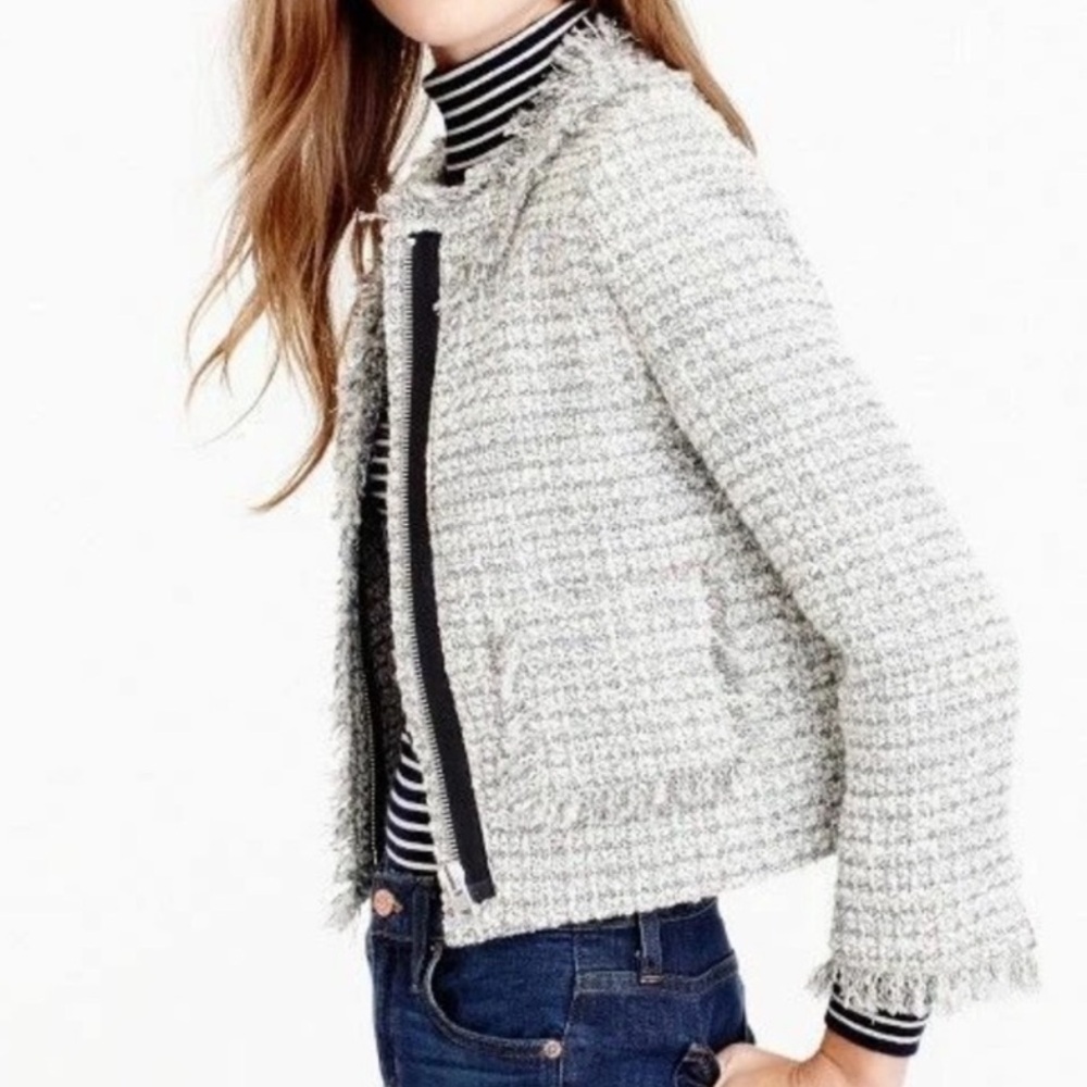 J.Crew Cropped “Lady Jacket” in Metallic Tweed